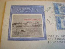 Annapolis The Naval Academy 1937 USA ensipäiväkuori FDC neljällä postimerkillä