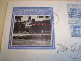 Westpoint The Military Academy 1937 USA ensipäiväkuori FDC neljällä postimerkillä