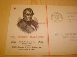 Presidentti VM. Henry Harrison 1938 USA ensipäiväkuori FDC