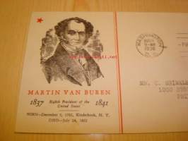 Presidentti Martin van Buren 1938 USA ensipäiväkuori FDC