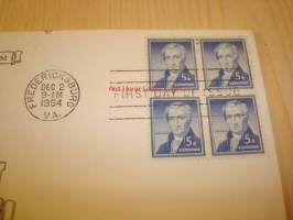 Presidentti VM. James Monroe 1954 USA ensipäiväkuori FDC