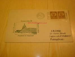 Presidentti Franklin D. Roosevelt Inauguration 1933 USA ensipäiväkuori FDC + alkuperäiset mainokset
