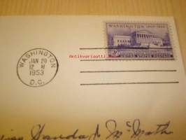 Presidentti Dwight D. Eisenhower 1953 USA ensipäiväkuori FDC