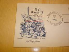 Bunker Hill 1959 USA ensipäiväkuori FDC kahdella postimerkillä