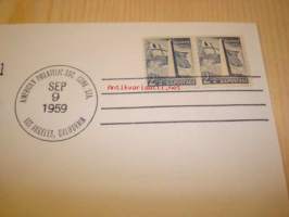 Bunker Hill 1959 USA ensipäiväkuori FDC kahdella postimerkillä