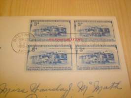 Rautatie Baltimore &amp; Ohio Railroad 1952 USA ensipäiväkuori FDC neljällä postimerkillä