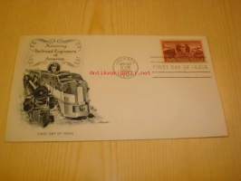 Rautatie juna Railroad Engineers of America USA 1950 ensipäiväkuori FDC