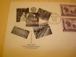 Wisconsin, 1848-1948 ensipäiväkuori FDC neljällä postimerkillä
