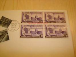 Wisconsin, 1848-1948 ensipäiväkuori FDC neljällä postimerkillä