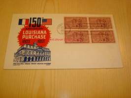 Lousiana, 1953 ensipäiväkuori FDC USA neljällä postimerkillä
