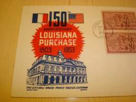 Lousiana, 1953 ensipäiväkuori FDC USA neljällä postimerkillä