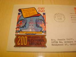 Alexandria Virginia  1749-1949 ensipäiväkuori FDC USA