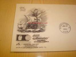 Christopher Columbus 500th Anniversary 1992 ensipäiväkuori FDC USA