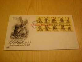 Tuulimylly Windmills 1980 ensipäiväkuori FDC USA kymmenellä postimerkillä (5 erilaista)
