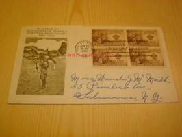 Partio Boy Scouts 1910-1950 ensipäiväkuori FDC USA neljällä postimerkillä