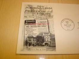 Honoring Journalism and Freedom of the Press 1958 ensipäiväkuori FDC USA neljällä postimerkillä