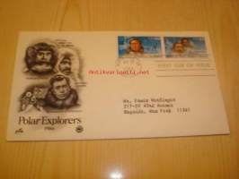 Polar Explorers Robert E. Peary, Matthew Henson ja Vilhjalmur Stefansson 1986 USA ensipäiväkuori FDC