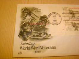 1. maailmansota 1985 USA ensipäiväkuori FDC neljällä postimerkillä