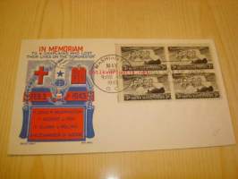 WWII 2. maailmansota The Four Chaplains 1948 USA ensipäiväkuori FDC neljällä postimerkillä