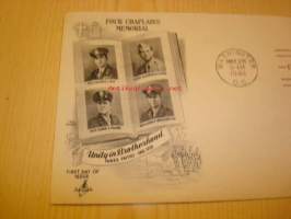 WWII 2. maailmansota The Four Chaplains 1948 USA ensipäiväkuori FDC