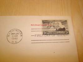 WWII 2. maailmansota The Four Chaplains 1948 USA ensipäiväkuori FDC
