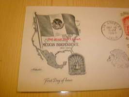 150th Anniversary of Mexican Independence 1810-1960 USA ensipäiväkuori FDC neljällä postimerkillä