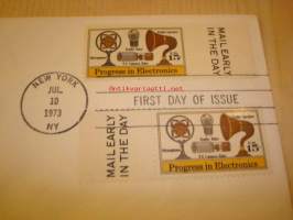 Progress in Electronics 1973 USA ensipäiväkuori FDC kahdella postimerkillä