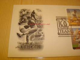 Baseball 2000 USA ensipäiväkuori FDC neljällä erilaisella postimerkillä