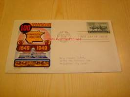 100th Anniversary Minnnesota Territory 1849-1949 USA ensipäiväkuori FDC