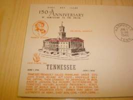150th Anniversary Tennessee 1796-1946 USA ensipäiväkuori FDC