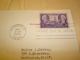 150th Anniversary Tennessee 1796-1946 USA ensipäiväkuori FDC