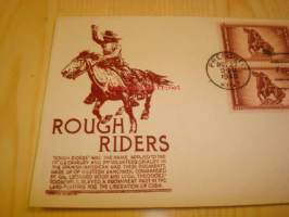 Rough Riders 1898-1948 USA ensipäiväkuori FDC Theodore Roosevelt neljällä postimerkillä