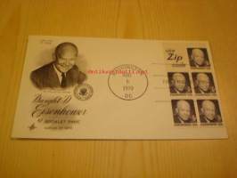 Dwight D. Eisenhower 1970 USA ensipäiväkuori FDC viidellä postimerkillä