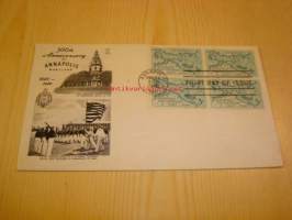 Annapolis 1649-1949 USA ensipäiväkuori FDC neljällä postimerkillä merivoimat Naval Academy