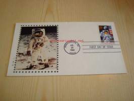 First Man on the Moon kuuhunlaskeutuminen 1969-1994 USA ensipäiväkuori FDC hienolla valokuvalla, harvinaisempi versio