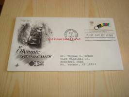 Sapporo Talviolympialaiset kelkkailu 1972 USA ensipäiväkuori FDC alkuperäisellä vihkosella, minulla on myös muita useita eri olympialaisten ensipäiväkuoria