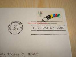 Sapporo Talviolympialaiset kelkkailu 1972 USA ensipäiväkuori FDC alkuperäisellä vihkosella, minulla on myös muita useita eri olympialaisten ensipäiväkuoria