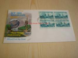 New York World´s Fair 1964 USA ensipäiväkuori FDC neljällä postimerkillä