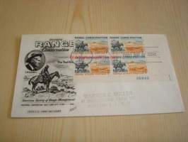 Honoring Range Conservation 1961 USA ensipäiväkuori FDC neljällä postimerkillä hevonen