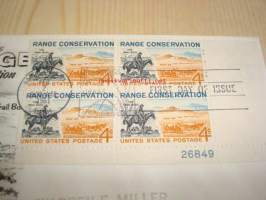 Honoring Range Conservation 1961 USA ensipäiväkuori FDC neljällä postimerkillä hevonen