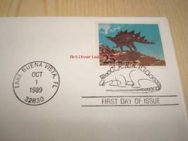 Stegosaurus dinosaurus 1989 USA ensipäiväkuori FDC
