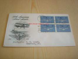 50th Anniversary Naval Aviation lentokone 1961 USA ensipäiväkuori FDC neljällä postimerkillä