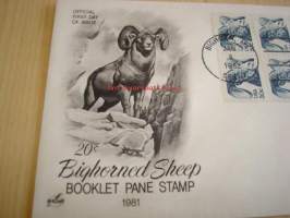 Bighorned Sheep 1982 USA ensipäiväkuori FDC kymmenellä postimerkillä