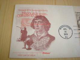 Nicolaus Copernicus 1973 USA ensipäiväkuori FDC neljällä postimerkillä