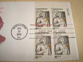Nicolaus Copernicus 1973 USA ensipäiväkuori FDC neljällä postimerkillä