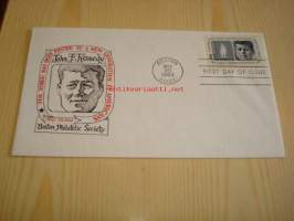 Presidentti John F. Kennedy 1964 USA ensipäiväkuori FDC + muistokortti