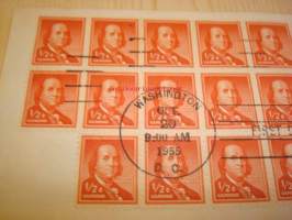 Benjamin Franklin 1955 USA ensipäiväkuori FDC 20:llä postimerkillä