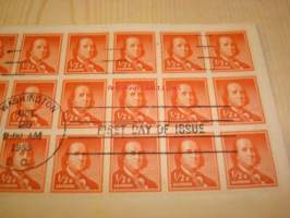 Benjamin Franklin 1955 USA ensipäiväkuori FDC 20:llä postimerkillä