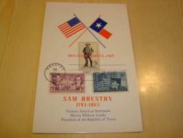 Texasin presidentti Sam Houston 1964 USA maxi-ensipäiväkortti FDC kolmella erilaisella postimerkillä