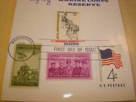 U.S. Marine Corps 1966 USA maxi-ensipäiväkortti FDC neljällä erilaisella postimerkillä mm. vuoden 1945 Iwo Jima postimerkki